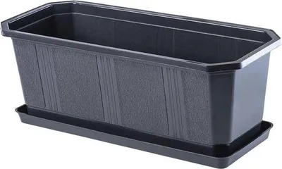 Produktbild von Famanu Rechteckige Pflanzenbox mit Untersetzer - Kunststoff Blumentopf für Innen und Außen