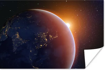 Produktbild von MuchoWow® Poster Sonnenaufgang über der Erde 90x60 cm - Schlafzimmer