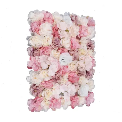 Produktbild von Blumenwand - Kunstblumen Wandpaneele Dahlie Rose Hortensie - 12 Stück 60x40 cm - Seidenblumen mit Kunststoffrückseite - Einfache Montage - Mehrfarbig