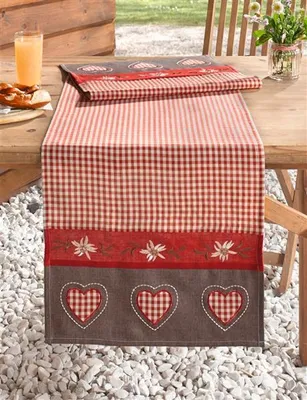 Produktbild von Tischläufer "Alpenglück" 40x150 cm, bestickt mit Edelweiß Motiv