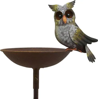 Immagine prodotto di Exner | Vasca per uccelli con figura di gufo - Altezza 124,5 cm - Resistente alle intemperie - Decorativa e pratica - Decorazione da giardino