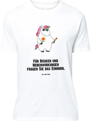 Produktbild von Mr. & Mrs. Panda Größe M T-Shirt Einhorn Woodstock - Weiß - Geschenk, Party, Tshirt, Herren, Unicorn, Joint, Einhörner, Alkohol, mit Spruch, Kiffen, Shirt