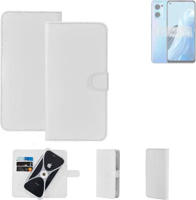 Produktbild von K-S-Trade Handy Hülle Schutz Hülle kompatibel mit Oppo Reno7 5G Cover Case Bookstyle Bumper weiß 1x
