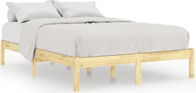 Produktbild von vidaXL Modernes Kiefer Massivholz Bett 140x200 cm mit unbehandeltem Lattenrost