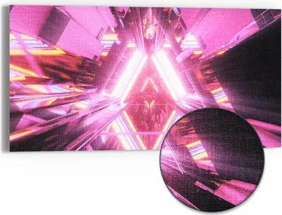 Produktbild von DEQORI Hybrid Leinwand Bild 60x30 cm 'Lichtspiel der Zukunft' Wandbild Glas flach modern