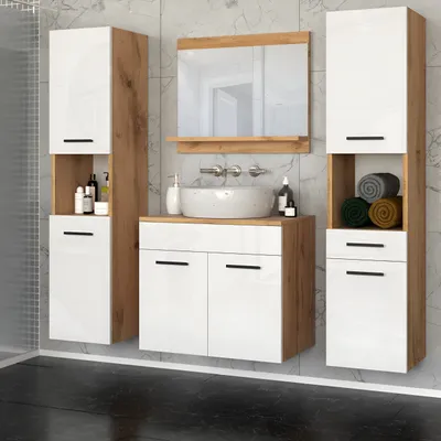 Zdjęcie produktu dla Blanco ® Meble łazienkowe Zestaw mebli łazienkowych PARIS 1 Meble do łazienki BIAŁY POŁYSK