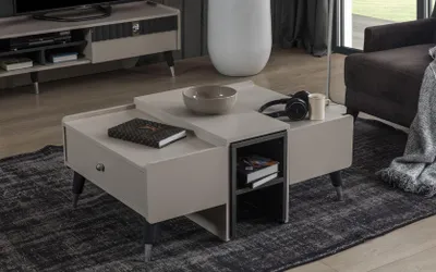 Produktbild von Weißer Kaffeetisch Moderner Sofatisch Holz Couchtisch Wohnzimmer Möbel