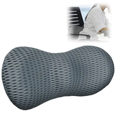 Produktbild von Lendenkissen für Bürostühle, ergonomisches Lendenkissen aus Memory-Schaum mit atmungsaktivem Bezug, Lendenkissen für Autositze, grau