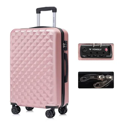 Produktbild von yonsly Premium Reisekoffer TSA-Schloss,YKK-Reißverschluss Hartschalen-Koffer Trolley Kabinenkoffer Rollkoffer Suitcase Handgepäck (Roségold, L)