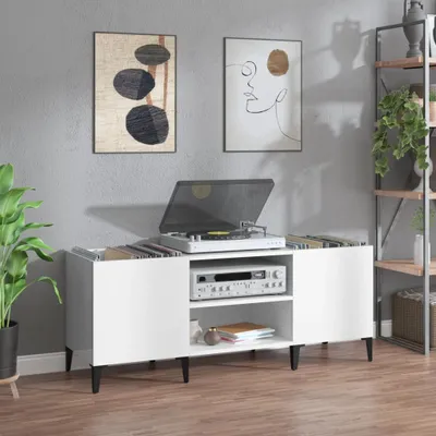 Produktbild von The Living Store Plattenschrank Hochglanz-Weiß 121x38x48 cm Holzwerkstoff