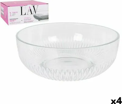 Obrázek produktu pro Salátová mísa lav cp112-1 průhledné sklo 23 x 23 x 10 cm (4 kusy) (2600 cm3) (ø 23 x 9,4 cm)