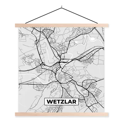 Produktbild von MuchoWow® Textilposter Karte - Deutschland - Stadtplan - Wetzlar 60x60 cm mit holzfarbenen Rahmen - Wanddekoration