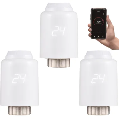 Obrázek produktu pro 3x ZigBee elektronický termostat pro radiátor, chytrý termostat pro radiátor, programovatelný termostat s ovládáním přes aplikaci, ovládání hlasem, kompatibilní s Alexa a Google Assistant, detekce otevřeného okna, funkce ochrany proti zamrznutí