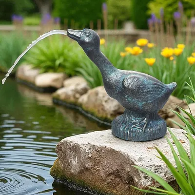 Productafbeelding van Waterspuwer zeehond - Zonne-energie - Polyhars koperlook - 3 m kabel