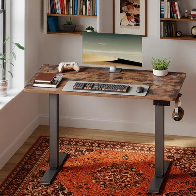Produktbild von VASAGLE Elektrisch verstellbarer Stehtisch, Memory-Funktion mit 4 Höhen, Schreibtisch für Home Office, 160 x 70 cm, braun
