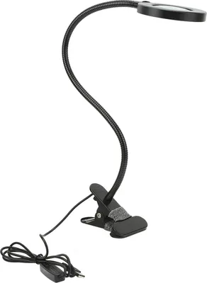 Produktbild von LED-Lupenlampe mit 3-facher Vergrößerung, flexiblem Schwanenhals, USB-Kabel und einstellbarer Helligkeit zum Lesen und Arbeiten