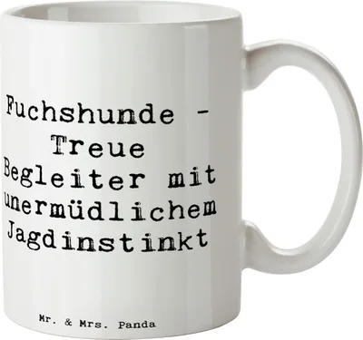 Produktbild von Mr. & Mrs. Panda Teetasse Spruch Fuchshunde Treue - Weiß - Geschenk, unermüdlicher Jagdinstinkt, Pott, Kaffeebecher, Hunderassen Pflege, Foxhound Jagdhund, Eigenschaften