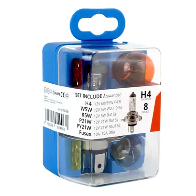 Obrázok produktu pre Sada Žiaroviek H4, 5 Žiaroviek, 3 Poistky 01496