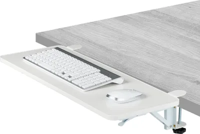 Immagine prodotto di Prolunga per scrivania Relaxdays, 65 x 24 cm, pieghevole, da agganciare, estensione ergonomica per tavolo, moderna, bianca