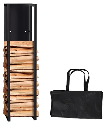 Zdjęcie produktu dla Półka na drewno kominkowe Ikodm, 25*25*100 cm, metalowa, do przechowywania drewna opałowego, półka na drewno do salonu, stojak na drewno