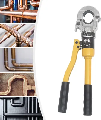 Immagine prodotto di Pinza idraulica a pressione Pinza crimpatrice - Utensile per pressatura tubi - Ganasce TH 16/20/25/32 mm - Forza di pressatura 8 t (8000 kg) - Acciaio Cr40 - Impugnatura curva - Giallo