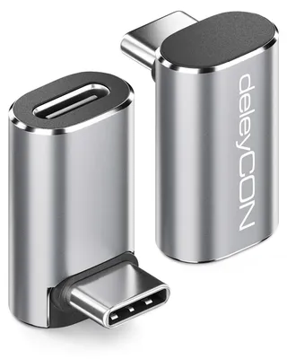 Produktbild von deleyCON USB-C Winkeladapter 90 Grad, 40Gbps, 240W, 8K60Hz, 2 Stück