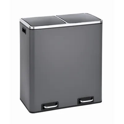 Produktbild von SVITA TM2X30 Treteimer 60 Liter Abfalleimer Mülleimer Design Mülltrennung Papierkorb Küchen-Ordnung Trennsystem Grau