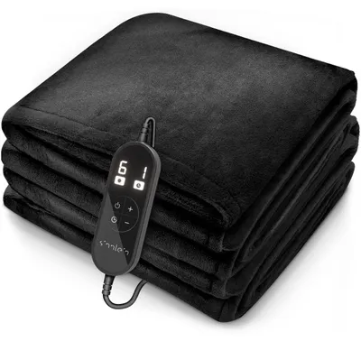 Productafbeelding van sinnlein® warmtedeken van pluche 160 x 120 cm zwart | elektrische deken met automatische uitschakeling | woondeken | timerfunctie | 9 temperatuurstanden | wasbaar tot 40°C | digitaal display