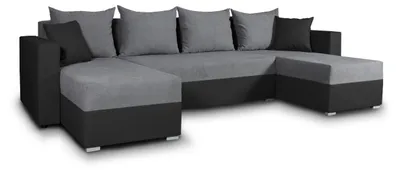 Produktbild von Wohnlandschaft mit Schlaffunktion Beno - U-Form Couch, Ecksofa mit Bettkasten, Couchgranitur mit Bettfunktion, Polsterecke (Schwarz + Dunkelgrau (Cayenne 1114 + Enjoy 23))