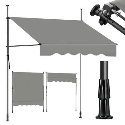 Produktbild von Klemmmarkise Markise für balkon mit Kurbel Sonnenschutz ohne Bohren UV-beständig B x H: 300 x 212-310 cm, Hellgrau