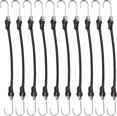 Produktbild von Famanu Spannband mit Haken, 10 Stück, 30 cm, elastisch, schwarz