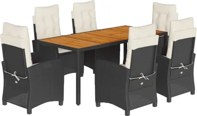 Produktbild von vidaXL 7-tlg. Garten-Essgruppe mit Kissen Schwarz Poly Rattan