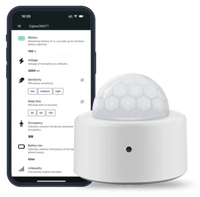 Productafbeelding van Bewegingssensor - Zigbee PIR - 120° detectiehoek - 5-8 m - Werkt op batterijen