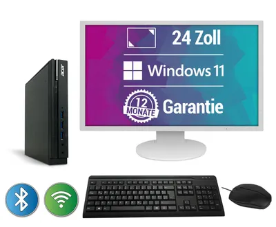 Produktbild von All-in-One Paket - Komplett PC - Intel Core i5 Computer, 8 GB DDR4 RAM, 256 GB SSD, Windows 11 Pro, 24 Zoll HD+ Monitor, USB Maus & Tastatur - BT&WiFi