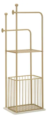 Obrázok produktu pre Stojan na uteráky s košom zo zlatého kovu 40x30x121 cm