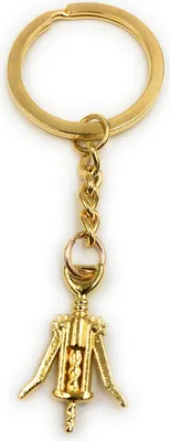 Produktbild von Onwomania Schlüsselanhänger Korkenzieher Wein Golden Metall Anhänger Charm
