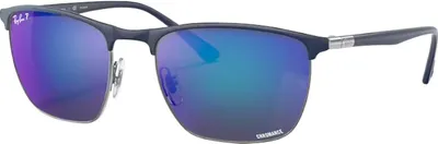Produktbild von Ray-Ban Sonnenbrille RB3686 92044L 57 Quadratisch Glänzend Blau Polarisiert Blau Chromance