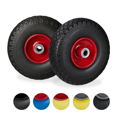 Image de relaxdays 2 x roue de diable PU noir-rouge