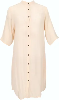 Produktbild von Boho Hemdkleid, Lange Viskose Crepe Tunika - Apricot, Damen, Creme-weiß, Größe: M