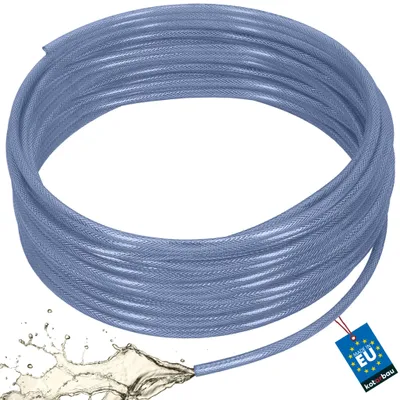 Obrázek produktu pro KOTARBAU® PVC hadice, průměr 8 mm / 3 mm, hadice pro stlačený vzduch, 50 m, vodní hadice, PVC hadice s textilním výpletem, hadice pro kompresory, hadice pro chemikálie, průhledná, modrá