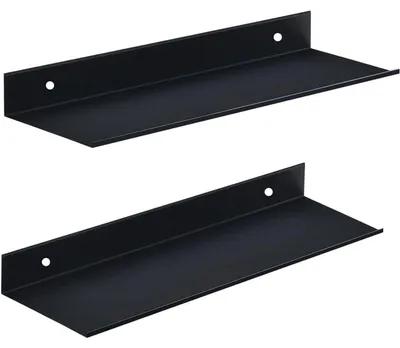 Immagine prodotto di Set di 2 mensole a parete in metallo, colore nero, lunghezza 40 cm