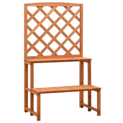 Produktbild von Blumentreppe mit Rankgitter Orange 70x42x120cm Massivholz Tanne