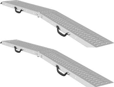 Obrázok produktu pre vidaXL Skladací nájazd 200 kg na jeden nájazd, 2 ks, strieborný, 186 x 23 x 4,5 cm