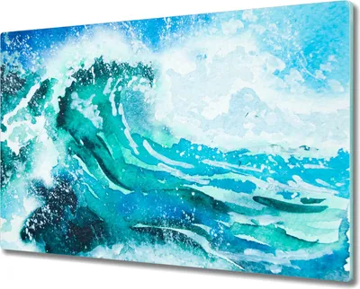 Produktbild von Coloray Herdabdeckplatte 80x52 cm Schneidebrett Kochplattenabdeckung Küchenbrett Hackbrett - Meereswellen Natur