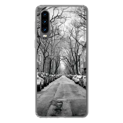 Produktbild von MuchoWow® Handyhülle Schutzhülle Hülle für Huawei P30 Geparkte Autos in New York - schwarz und weiß Silikon Softcase Handy Hülle - Kartenbesitzer