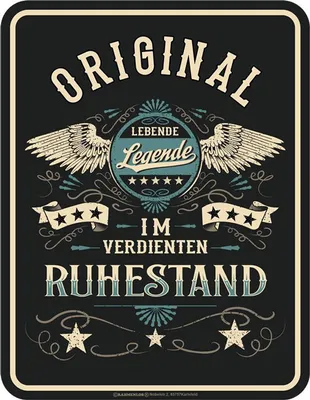 Produktbild von Blechschild Original im Ruhestand - Rente, Rentner, Pension, Pensionär 17x22 cm