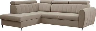 Produktbild von MIRJAN24 Ecksofa Forio L, Eckcouch mit Bettkasten und Schlaffunktion, Einstellbare Kopfstützen, Schwarze Metallfüße (Farbe: Paros 02 Seite: Links)