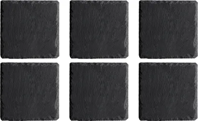 Produktbild von Untersetzer - 10 x 10 cm - Anthrazit - Schiefer - Unikat - 6er Set
