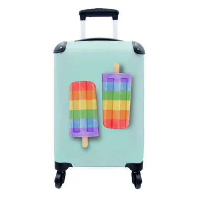 Produktbild von MuchoWow® Koffer Handgepäck Trolley Rollkoffer Kleine Reisekoffer mit 4 Rollen - Regenbogen-Eiscremes - Cabin Size < 55x40x23 cm & 55x40x20 cm - Fotokoffer - Kabinenkoffer - Boardgepäck - Reise-Box - Reisekoffer - Reisegepäck - Koffer mit Bild - Trolley für Kinder
