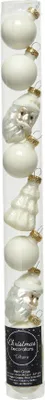 Produktbild von Weihnachtskugeln Glas 3cm mit Figuren Mix 9er Set - Wollweiß